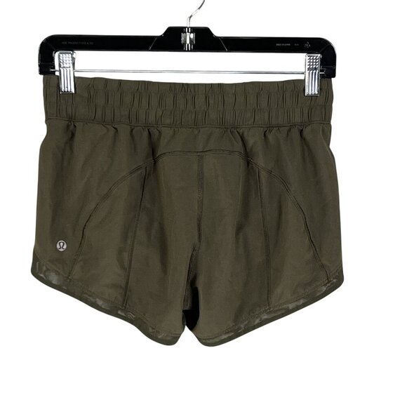 Lululemon Miles Ahead Womens 4 Olive Green Running Shorts Athleisure Sporty Gym - Picture 5 of 10